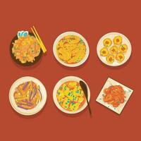 un conjunto de diferente tipos de chino comida vector