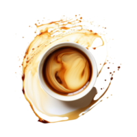 cup of coffee with splash on white background png