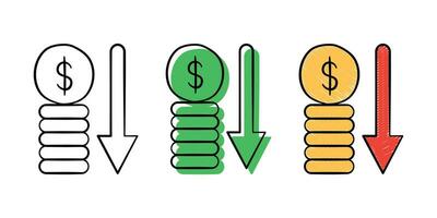 set of hand drawn illustration financial icon with color variant vector