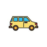 cute cartoon color outlined transportation vehicle icon vector