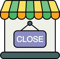 shop close color outline icon design style vector