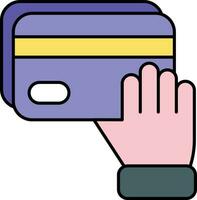 mano Cajero automático tarjeta color contorno icono diseño estilo vector