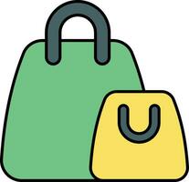 Shopping Bags color outline icon design style vector