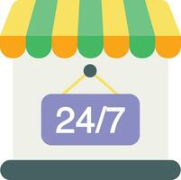 Shop 24-7  open flat icon design style vector