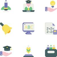 pack of school and education flat icons set vector