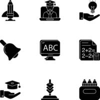 pack of school and education glyph icons set vector