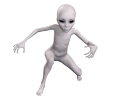 Grey alien on transparent background, 3d render png