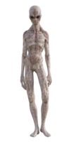 Grey alien on transparent background, 3d render png