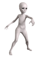 gris extraterrestre sur transparent arrière-plan, 3d rendre png