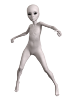 Grey alien on transparent background, 3d render png