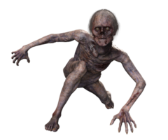 Zombie on transparent background, 3d render png