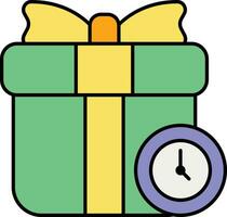 Gift Box Time color outline icon design style vector