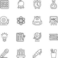 pack of school and education line icons set vector