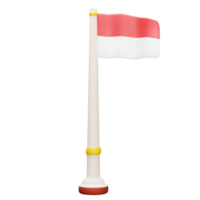 3D render indonesia flag with pole png