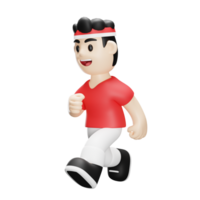 3d male character independence day of indonesia run png