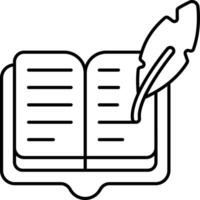 book with quill line icons design style vector