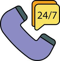 call 24 hour 7 color outline icon design style vector