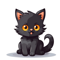 nero gatto cartone animato illustrazione, png