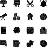 pack of school and education glyph icons set vector