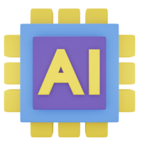 3D Artificial Intelligence Microchip png