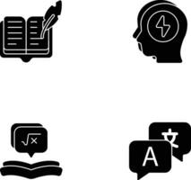 pack of school and education glyph icons set vector