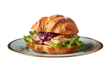 Croissant sandwich isolated on transparent background png