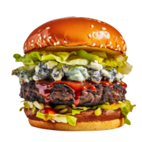 vers smakelijk blauwe kaas hamburger geïsoleerd Aan wit achtergrond png