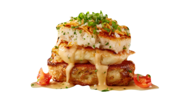 Delicious crabcake sandwich isolated on transparent background png