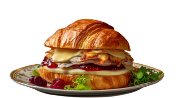 Croissant sandwich isolated on transparent background png