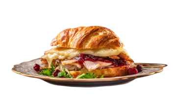 Croissant sandwich isolated on transparent background png