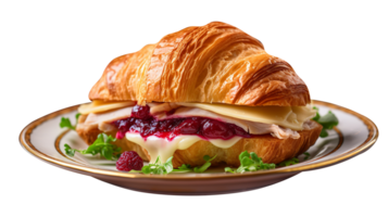 Croissant sandwich isolated on transparent background png