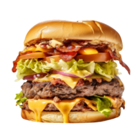 Fresco triple Talla hamburguesa aislado en blanco antecedentes png