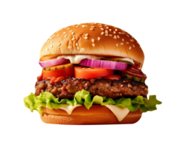 hamburguesa fresca y sabrosa aislada de fondo blanco png