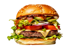 hamburguesa fresca y sabrosa aislada de fondo blanco png