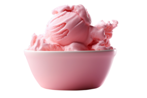 Yummy pink ice cream bowl isolated on transparent background png