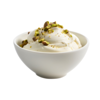 Tasty vanilla ice cream with pistachio nuts isolated on transparent background png
