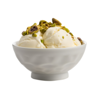 sabroso vainilla hielo crema con pistacho nueces aislado en transparente antecedentes png