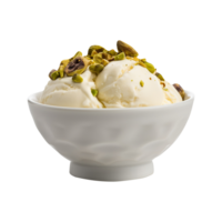 lecker Vanille Eis Sahne mit Pistazie Nüsse isoliert auf transparent Hintergrund png