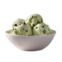 Tasty mint chip ice cream isolated on transparent background png