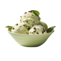 Tasty mint chip ice cream isolated on transparent background png