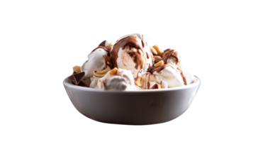 Tasty rocky road ice cream isolated on transparent background png