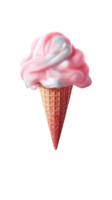 Yummy cotton candy ice cream cone isolated on transparent background png