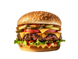 Delicious mouthwatering burger isolated on transparent background png