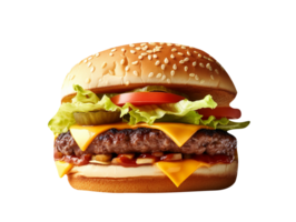 Delicious mouthwatering burger isolated on transparent background png