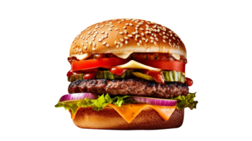 köstlich lecker Burger isoliert auf transparent Hintergrund png