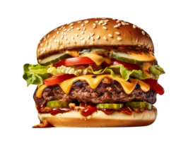 Delicious mouthwatering burger isolated on transparent background png