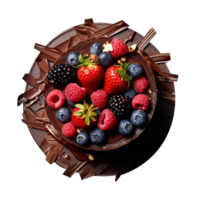 delizioso cioccolato torta decorato con fresco frutti di bosco su png sfondo