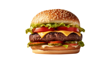 delizioso acquolina in bocca hamburger isolato su trasparente sfondo png
