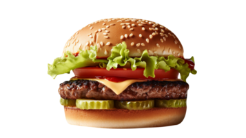 Delicious mouthwatering burger isolated on transparent background png