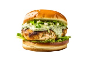 Delicious mouthwatering burger isolated on transparent background png